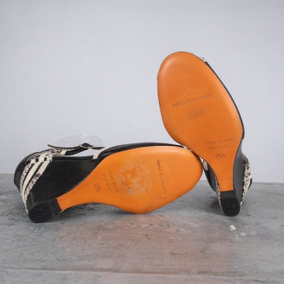 𝅺Y-3 Y3 Adidas Yohji Yamamoto RARE Snakeskin Wedge Heel Leather 4" Size 5 - Picture 6 of 7